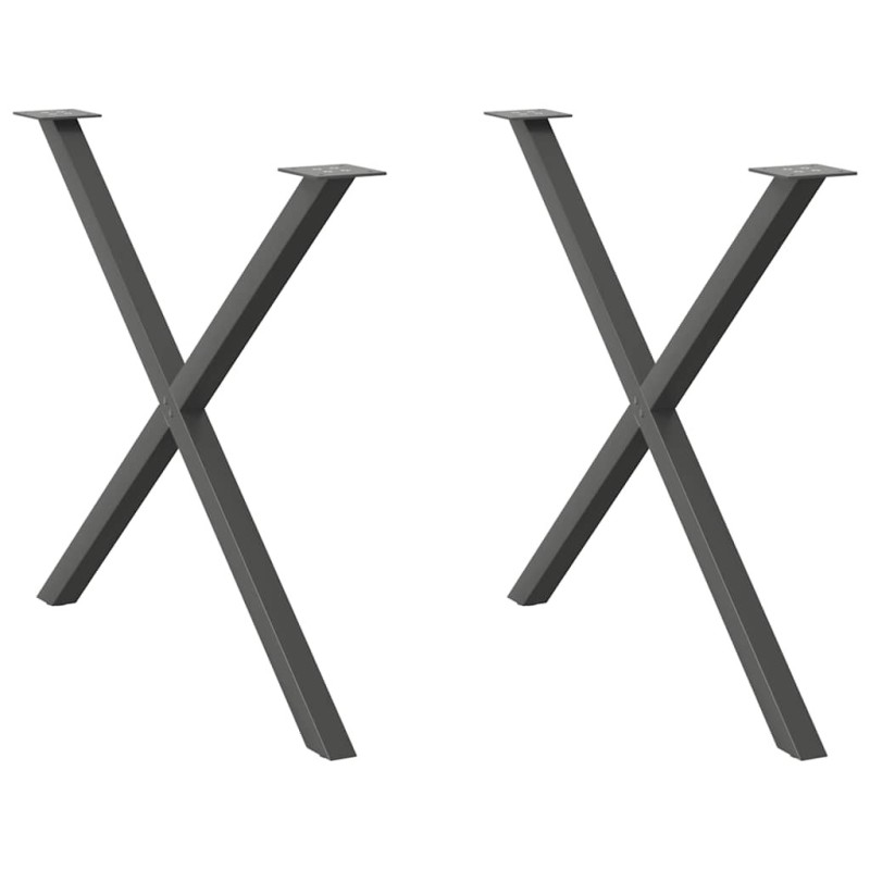 Pieds de table à manger en forme de X 2 pièces Anthracite 90 x (72-73) cm Acier 566982566982