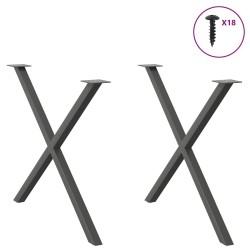 Pieds de table à manger en forme de X 2 pièces Anthracite 90 x (72-73) cm Acier 566982566982