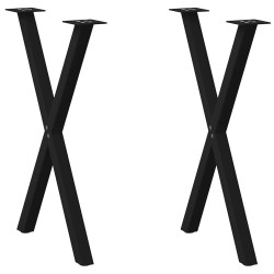 Pieds de table à manger en forme de X, 2 pièces, noir, 50 x (72-73) cm, acier 566989566989