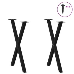Pieds de table à manger en forme de X, 2 pièces, noir, 50 x (72-73) cm, acier 566989566989