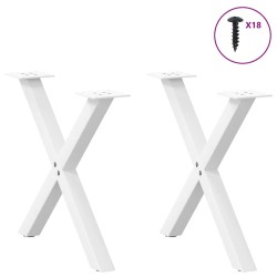 Pieds de table basse en forme de X, 2 pièces, blanc, 60 x (42-43) cm, acier 566991566991