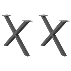 Pieds de table basse en forme de X, 2 pièces, anthracite, 70 x (42-43) cm, acier 566994566994