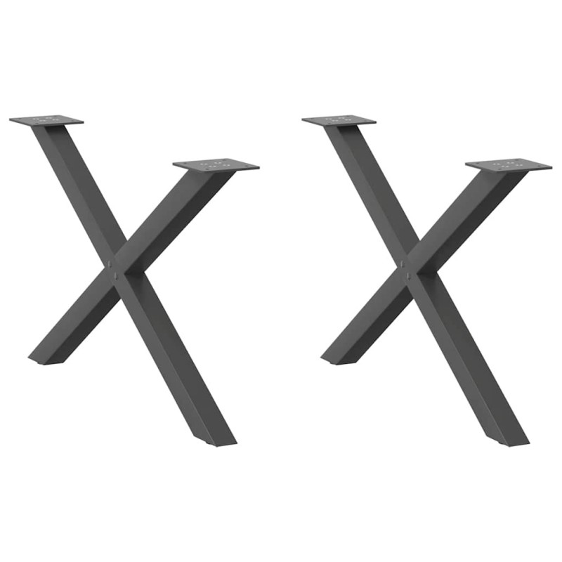 Pieds de table basse en forme de X, 2 pièces, anthracite, 70 x (42-43) cm, acier 566994566994
