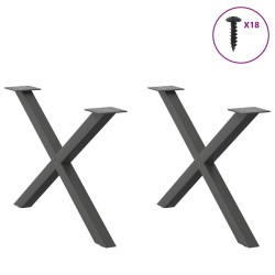 Pieds de table basse en forme de X, 2 pièces, anthracite, 70 x (42-43) cm, acier 566994566994