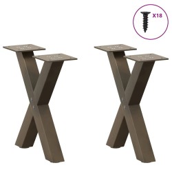 Pieds de table basse en forme de X, 2 pièces, acier naturel, 30 x (30-31) cm 566995566995