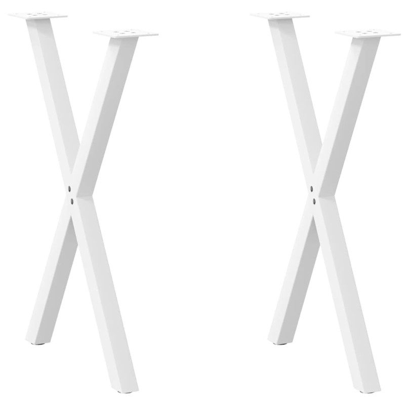 Pieds de table à manger en forme de X, 2 pièces, blanc, 50 x (72-73) cm, acier 566996566996