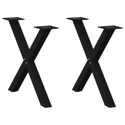 Pieds de table basse en forme de X, 2 pièces, noir, 60 x (42-43) cm, acier 566997566997