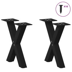 Pieds de table basse en forme de X, 2 pièces, noir, 30 x (30-31) cm, acier 566999566999