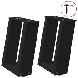 Pieds de table basse en U 2 pièces Noir 30 x (30-31) cm Acier 567002567002