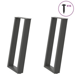 Pieds de table console en U, 2 pièces, anthracite, 38 x (72-73) cm, acier 567004567004