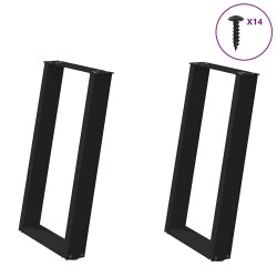 Pieds de table à manger en U 2 pièces Noir 50 x (72-73) cm Acier 567005567005
