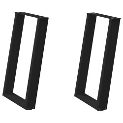 Pieds de table à manger en U 2 pièces Noir 50 x (72-73) cm Acier 567005567005