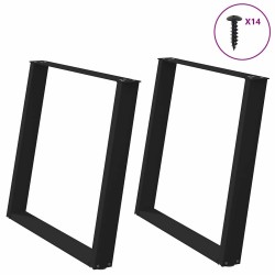 Pieds de table à manger en U 2 pièces Noir 90 x (72-73) cm Acier 567006567006