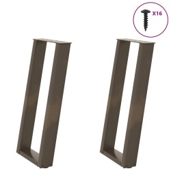 Pieds de table console en U, 2 pièces, acier naturel, 38 x (72-73) cm 567015567015