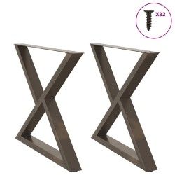 Pieds de table à manger 2 pièces Acier naturel 90 x (72-73,3) cm Acier 567017567017