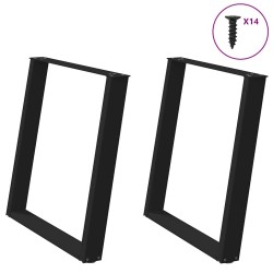 Pieds de table à manger en U 2 pièces Noir 70 x (72-73) cm Acier 567021567021