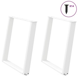 Pieds de table à manger en U 2 pièces Blanc 70 x (72-73) cm Acier 567022567022