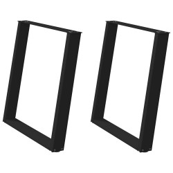 Pieds de table à manger en U 2 pièces Noir 80 x (72-73) cm Acier 567025567025