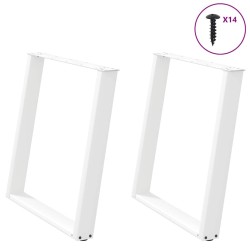 Pieds de table à manger en U 2 pièces Blanc 80 x (72-73) cm Acier 567026567026