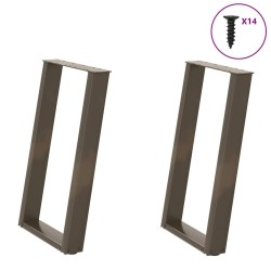 Pieds de table à manger en forme de U, 2 pièces, acier naturel, 60 x (72-73) cm 567029567029