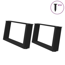 Pieds de table basse en U, 2 pièces, noir, 60 x (30-31) cm, acier 567032567032