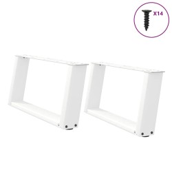 Pieds de table basse en U 2 pièces Blanc 60 x (30-31) cm Acier 567040567040