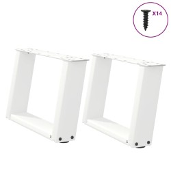 Pieds de table basse en U 2 pièces Blanc 40 x (30-31) cm Acier 567043567043