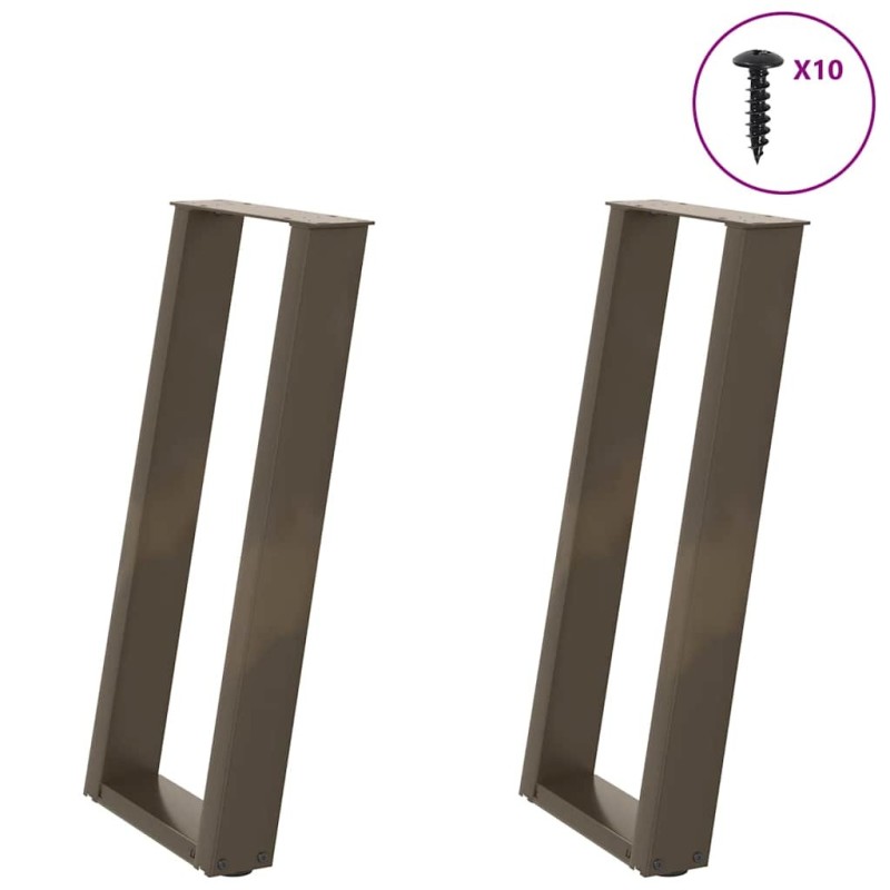 Pieds de table console en U, 2 pièces, acier naturel, 28 x (72-73) cm 567045567045