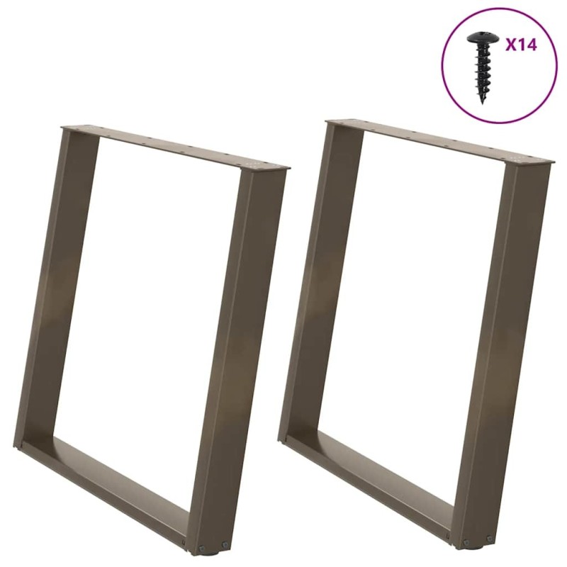 Pieds de table à manger en forme de U, 2 pièces, acier naturel, 90 x (72-73) cm 567053567053