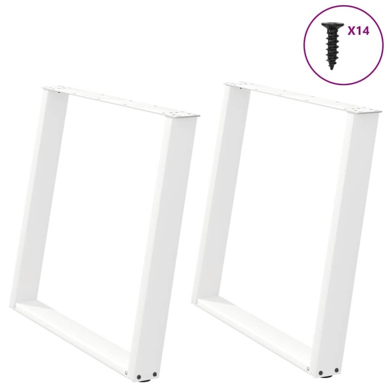 Pieds de table à manger en U 2 pièces Blanc 100 x (72-73) cm Acier 567055567055