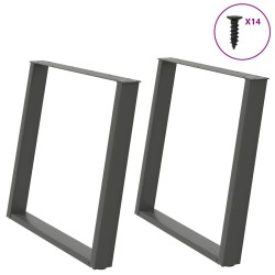 Pieds de table à manger en U 2 pièces Anthracite 100 x (72-73) cm Acier 567056567056