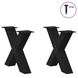 Pieds de table basse en forme de X, 2 pièces, noir, 50 x (42-43) cm, acier 567059567059
