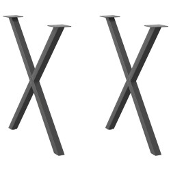 Pieds de table à manger en forme de X, 2 pièces, anthracite, 80 x (72-73) cm, acier 567060567060