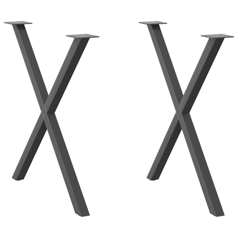 Pieds de table à manger en forme de X, 2 pièces, anthracite, 80 x (72-73) cm, acier 567060567060