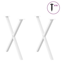 Pieds de table à manger en forme de X, 2 pièces, blanc, 80 x (72-73) cm, acier 567075567075