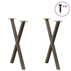 Pieds de table à manger en forme de X, 2 pièces, acier naturel, 57 x (72-73) cm 567134567134