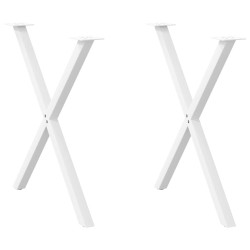 Pieds de table à manger en forme de X, 2 pièces, blanc, 70 x (72-73) cm, acier 567136567136