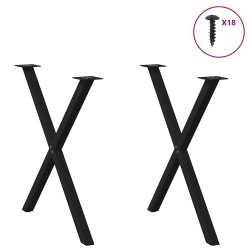 Pieds de table à manger en forme de X, 2 pièces, noir, 80 x (72-73) cm, acier 567138567138