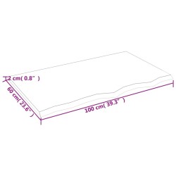Dessus de table marron clair 100x60x2 cm bois chêne traité 567295567295