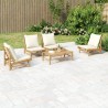 Salon de jardin 5 pcs avec coussins blanc crème bambou 567303567303