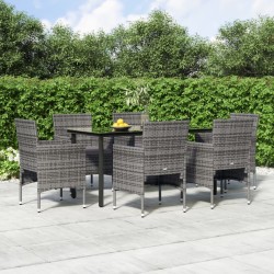 Ensemble à manger de jardin coussins 7pcs Gris et noir 567307567307