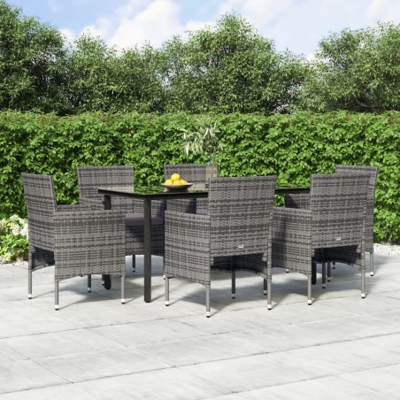 Ensemble à manger de jardin coussins 7pcs Gris et noir 567307567307