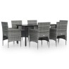 Ensemble à manger de jardin coussins 7pcs Gris et noir 567307567307