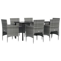 Ensemble à manger de jardin coussins 7pcs Gris et noir 567307567307