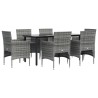 Ensemble à manger de jardin coussins 7pcs Gris et noir 567307567307