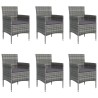 Ensemble à manger de jardin coussins 7pcs Gris et noir 567307567307