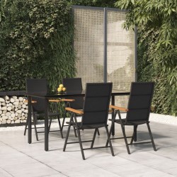 Ensemble à manger de jardin 5 pcs Noir et marron Résine tressée 567308567308