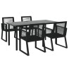 Ensemble à manger de jardin 5 pcs Noir Rotin PVC 567310567310