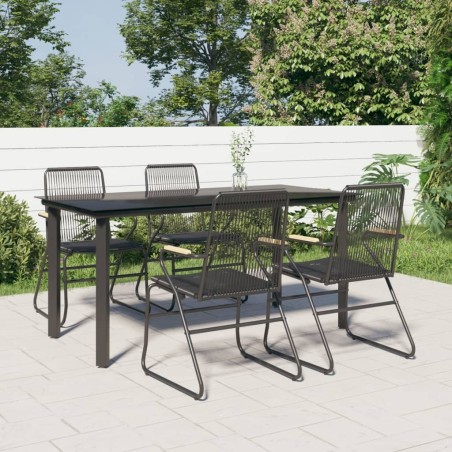 Ensemble à manger de jardin 5 pcs Noir Rotin PVC 567311567311
