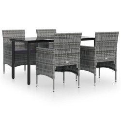 Ensemble à manger de jardin et coussins 5pcs Gris/noir 567312567312